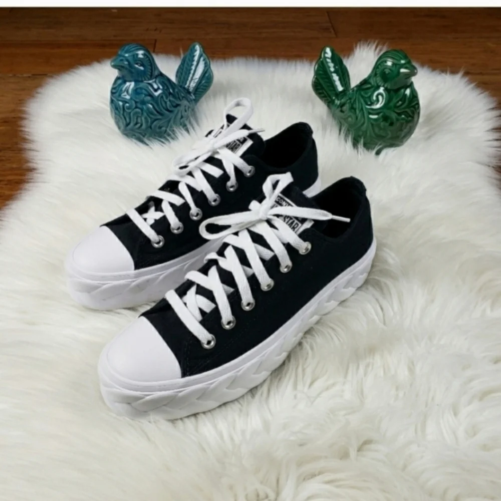 Converse Black and White Platform Low Top Sneakers